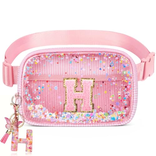 Image of Initial Fanny Pack for Girls - Belt Bag for Teens Kid Teen Girl Kid Birthday Gift Pink H