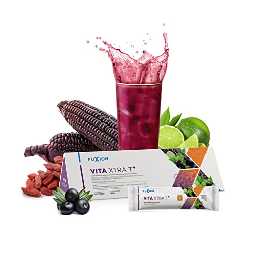 Vita XTRA T – Bebida Instantánea de Maíz Morado con Té Verde, Açaí, Cordyceps, Goji, Maca y Ginseng | Energía Natural y Antioxidantes | 1 Caja con 28 Sticks (140 g) | Sabor A Maíz Morado