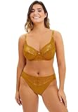 SANS COMPLEXE - Koronkowy biustonosz z fiszbinami - Suzie - Kobiety - Bruyere Brown - 105C, Bruyere Brown, 90C