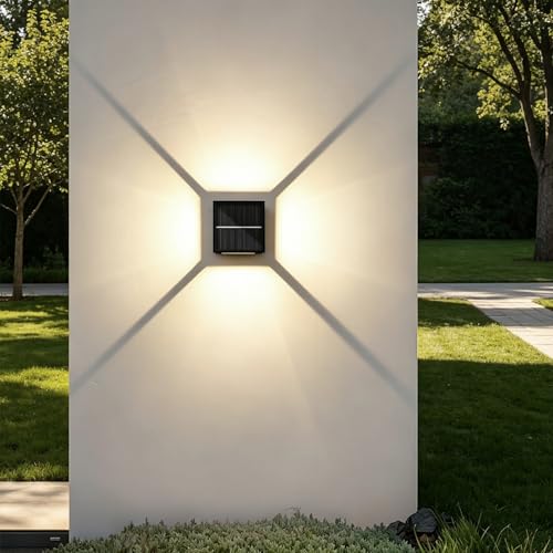 Applique murale solaire pour jardin et terrasse moderne en noir