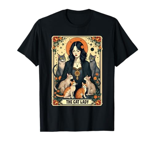 The Cat Lady Tarot Card Shirt Women Witchy Gothic Cat Mom T-Shirt