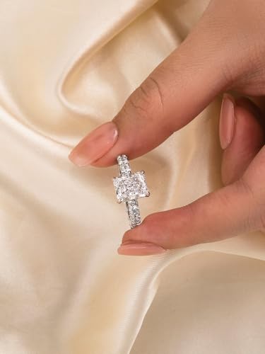 3CT Radiant Cut Engagement Ring for Women, Simulated Diamond Ring,18K White/Yellow Gold Plated 925 Sterling Silver Promise Ring3