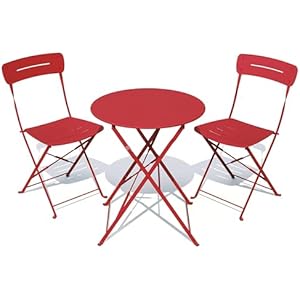 Grand patio Premium Frame Patio Bistro Set, Colorful Folding Outdoor Patio Furniture Sets, 3-Piece Patio Table and Chair Set, Red