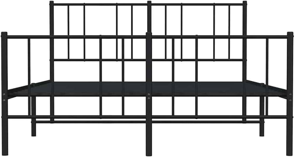 vidaXL 12 Inch Full Metal Bed Frame with Headboard & Footboard, No Box Spring Needed, Noise Free Platform Bed Frame with Steel Slats, Easy Assembly, Under Bed Storage, Minimalist, Black
