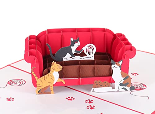 Igifts And Cards Funny Cats 3D Pop Up Greeting Card - Cool Kitten Lovers Card, Thinking Of You From Fun Kitty, Thank You Vet Present, Special Happy Birthday Gift, Cute Feline Card For Best Friend #TOP4