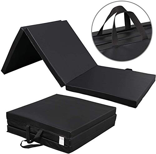 HomGarden 6’ Folding Tri-Fold Exercise Mat, Gymnastics Mat Gym Aerobics Tumbling Mats w/Carrying Handles for Stretching Yoga MMA Acrobatism?Core Workouts