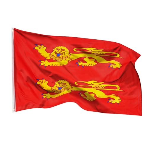 PHENO FLAGS Drapeau Normandie 90x150cm – normand - résistant aux intempéries, avec œillets en laiton, 100% polyester, coutures doubles robustes et...