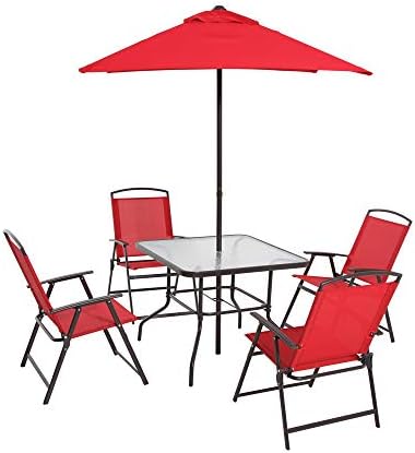 Mainstays Albany Lane 6-Piece Folding Seating Set: Red