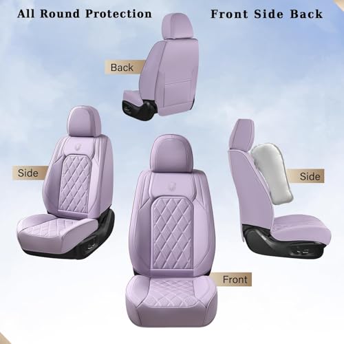 Image of Coverado Car Seat Cover Front Seats, 2-Pack Luxury Faux Leather Seat Covers, Purple Car Seat Cover, Waterproof Car Seat Protectors, Driver Front Seat Cover Universal Fit for Most Cars, Purple