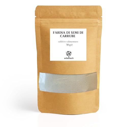 Erbotech, Harina de Semillas de Algarroba, Aditivo Alimentario Ideal para la Creación de Dulces como Helados, Caramelos, Confitería y Productos Horneados, 100% Natural, 50 g