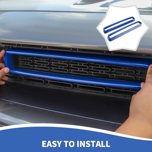 Image of RAZPOY Front Grille Inserts Grill Guard Compatible with 2015-2024 Dodge Challenger Exterior Accessories, Blue