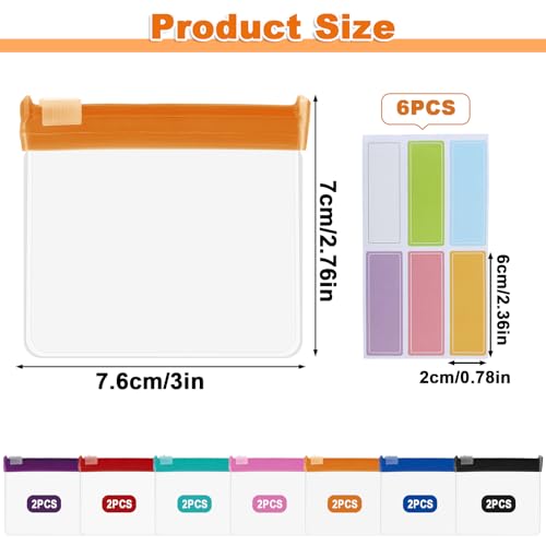 Dimeho Lot de 14 pochettes à pilules à fermeture éclair avec étiquette - Réutilisables Avec fermeture glissière - En plastique translucide et auto-scellant – vue 2