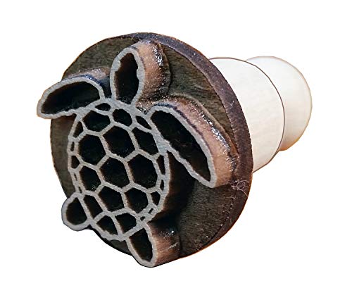 SOCWELL LLC Clay Stamp, Sea Turtle (Top View), 1 inch(25mm) Diameter Size, Made in USA of fine Maple Wood (SD385)