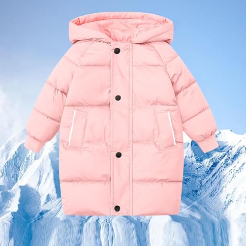 Long Puffer Jacket for Girls Boys Casual Fashion Down Jackets Winter Plain Thickened Warm Hooded Coat with Pockets for Kids3
