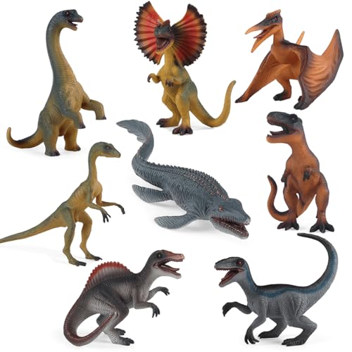 DxxD Dinosaurios Juguetes para Niños de 3 4 5 6 7 8 años, 8 Piezas Dinosaurios Figuras con Tiranosaurio Rex, Velociraptor, Juguete Dducativos Regalo de Cumpleaños para Niños Niñas