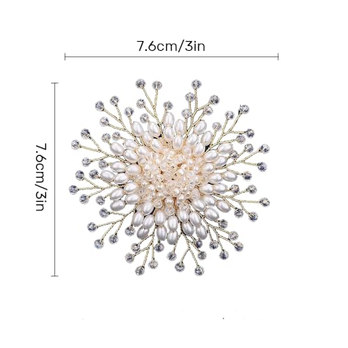 Image of Elegant Pearl Brooch Pins for Women, Brooch Lapel Pin Scarf Shawl Costume Pin Hat Bag Suit Dress Accessories CZ Pearl Brooches and Pins