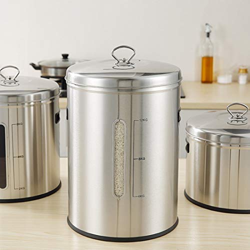 Haoun Rice Container Storage, 12KG / 26.45 lbs Stainless Steel Rice Storage Bin Cereal Grain Storage Box Food Container with Lid for Kitchen