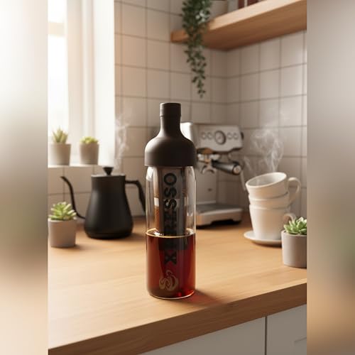 Image of Xpresso BrewChill Cold Brew Coffee Maker, Portable Cold Brew Bottle with Detachable Fine Mesh Filter, Borosilicate Glass Coffee Bottle for Iced Coffee, Home, Office, Travel & Gym,950 ml
