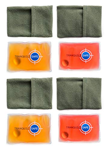 TRANQUILISAFE 11088 Lot de 4 Poches chauffantes - Réutilisables et Pratiques - 11 x 8 cm - Soulage et apaise Les douleurs + Housse en Microfibre Offerte