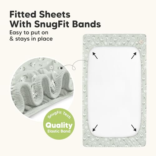 Image of 2-Pack Waterproof Baby Crib Sheets for Boys, Girls - 52x28 Viscose Derived from Bamboo Toddler Bed Sheet Neutral, Fitted Crib Mattress Protector Cover for Baby Bedding, Soft & Gentle (Daisies)