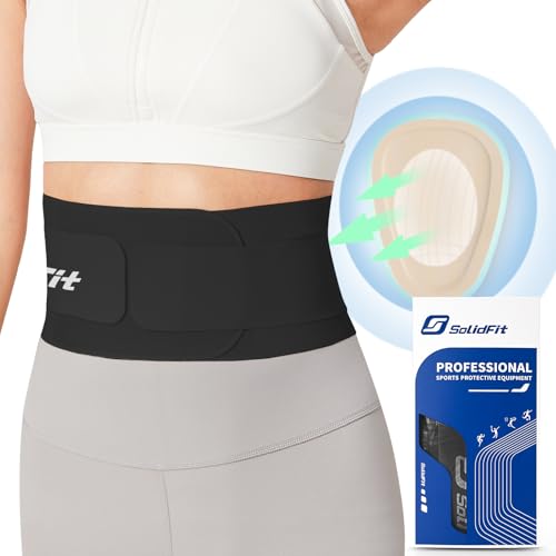 Ultra Thin Back Brace for Lower Back Pain Women, Lightweight Lower Back Support Brace for Sciatica, Scoliosis, Herniated Disc, Breathable Back Braces for Home, Work, Work Out (Black, Large)