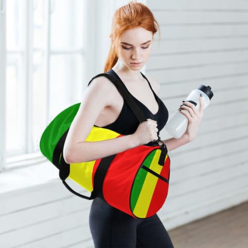 Bolsa de lona redonda con bolsillo interior para deporte y viaje 6