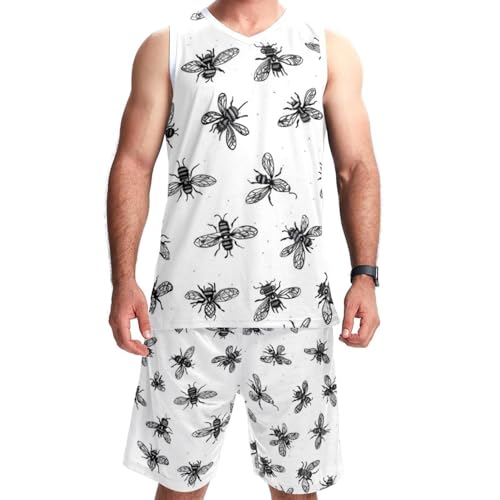 Combinaison de basket-ball pour homme avec poches et motif abeille taille 5XL