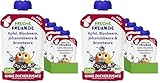 FRECHE FREUNDE Bio Quetschie Apfel, Blaubeere, Johannisbeere & Brombeere, Fruchtmus im Quetschbeutel für Babys ab dem 6. Monat, glutenfrei & vegan, 6-er Pack (6 x 100g) (Packung mit 2)