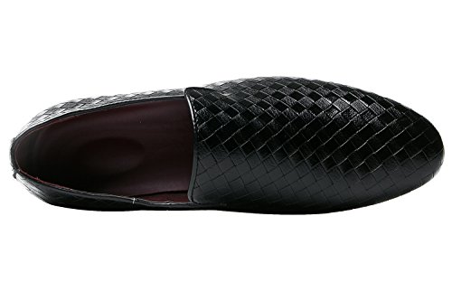 Santimon Mens Loafers Fashion Weave Dress Driving Flats Slip on Penny Loafer Casual Shoes Black Blue Red White3