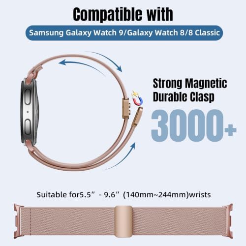 Maledan Stretchy Elastic Nylon Band for Galaxy Watch 9 8/8 Classic – Pink - 3
