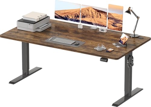 Devoko Electric Standing Desk 180x80 cm, Height Adjustable Desk Ergonomic Stand up Table with 2 Memory Preset,Rustic Brown