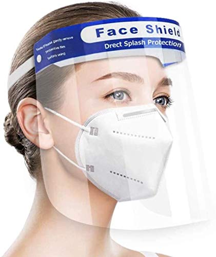 FACE SHIELD FULL FACE COVERING ANTI-FOG SHIELD CLEAR GLASSES SAFETY PROTECTION VISOR GUARD - ADJUSTABLE - PROTECTIVE FILM MUST BE PEELED OFF (1)