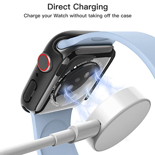 JETech Case with Screen Protector for Apple Watch SE 3/2/1 (2025/2022/2020) / Series 6 5 4 44mm, Overall Protective Cover, Built-in Tempered Glass Film High Sensitivity, 2 Pack (Black)