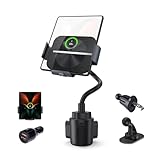 MAKAQI Wireless Car Charger for Z Fold 7/6/5/4/3/2, Dual Coil Cup Holder Phone Mount, Wireless Car Charger for Tesla, Auto Clamping Fast Charging for iPhone 16/15/14(Not Fit for Pixel Fold)