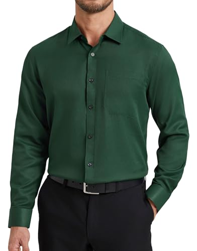 HISDERN Camicia Uomo Elegante Verde Scuro Camicie...