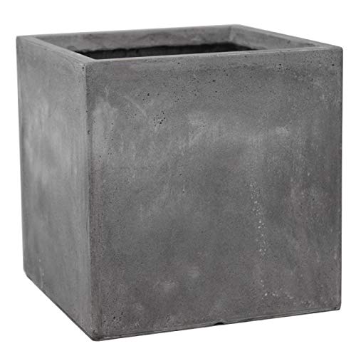 Primrose Large Garden Fibrecotta Cement Finish Outdoor Planter Square 40cm (15.7in)
