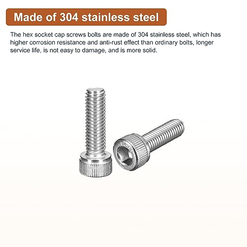 DTGN M6x20mm Socket Head Cap Screws Bolts, 40Pcs 304 Stainless Steel 18-8, Metric Machine Hex Socket Screw, Hex Drive - Image 3
