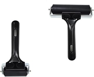 Rubber Roller, Rubber Brayer Roller for Printmaking Gluing Anti Skid Tape Construction Diamond Painting Accessories,2.36inch Brayer & 4inch Brayer