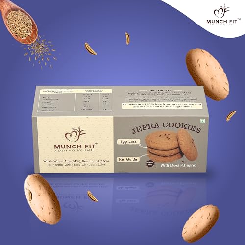 Image of Munch Fit Jeera Cookies - Healthy, Crunchy & Tasty 125gm Pack of 3 I No Maida, Eggless, No Refined Sugar Cookie I Protein & Fiber Packed Cookies