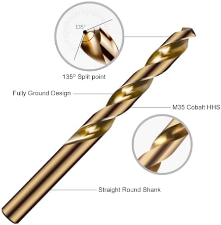 Narwhal 1/8 Inch Cobalt Drill Bits (13 Pack - Industrial Grade M35 Cobalt) 2.55" Length & 135 Degree Split Point for Drilling Into Metal, Hardened & Stainless Steel, Cast Iron, & More! — view 2