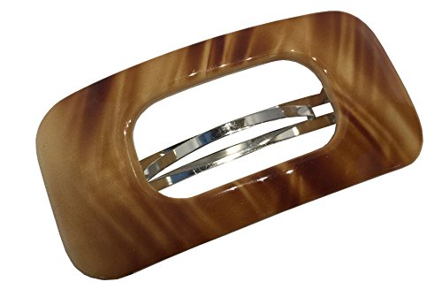 Parcelona French Retro Light Beige N Brown Celluloid Hair Clip Barrette