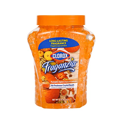 Image of Clorox Fraganzia Air Freshener Beads in Pumpkin Spice Scent, 12 oz Jar Gel Beads Air Freshener Scent Beads Car Air Freshener for Car or Home (Pack of 12)