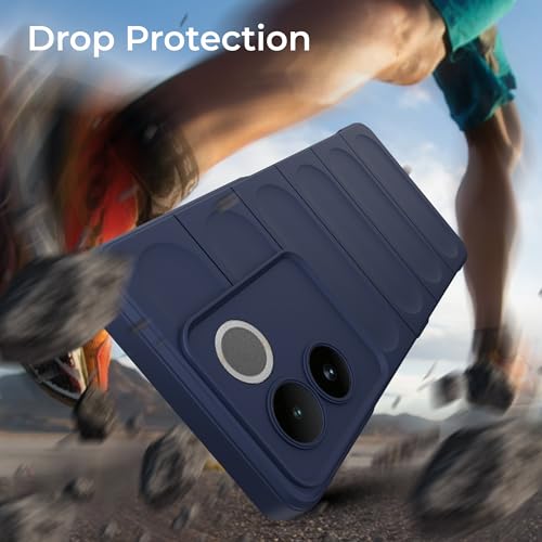 Image of A rtistque Liquid Silicone Stripes Back Cover Case for iQOO Z7 Pro 5G / Vivo T2 Pro 5G | with Camera Protection | with Inner Fabric | Anti Slip Grip | AirBag Case - Blue