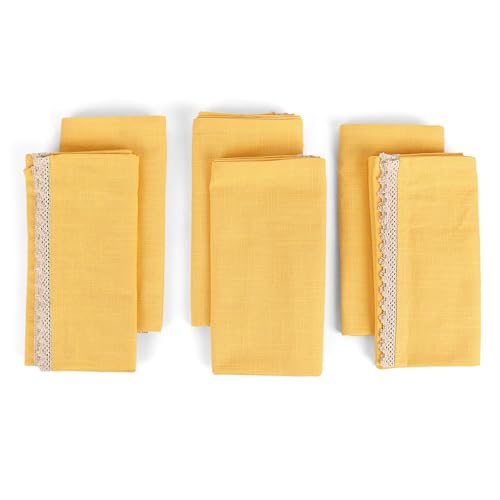 Image of FINGERCRAFT Kitchen Cloth 100% Soft High GSM Cotton Fabric Kitchen Towel, 20 x 30 Inches Perfect Size for Kitchen Uses, Set of 6, Multipurpose Use as Dish Towel, Bar Towel (Yellow)