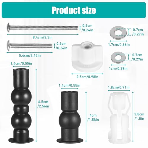 Universal WC Sitz Befestigungsset Toilettendeckel Befestigung Schrauben für Toilettendeckel Sortiment Klobrille Befestigungs für WC-Brille Scharinier Beschläge für Abdeckung Reparaturteile Teile