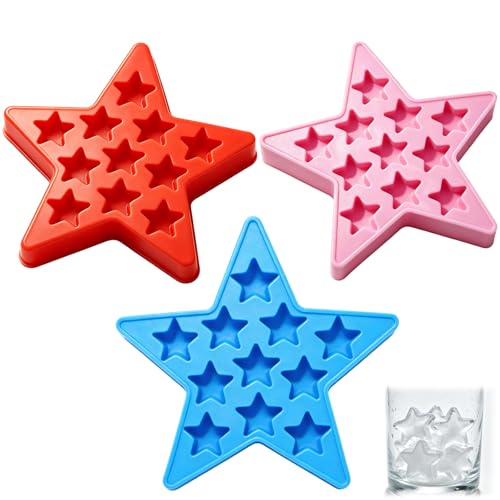 Set de 3 cubiteras estrella para hielo color rosa rojo azul miniatura 1