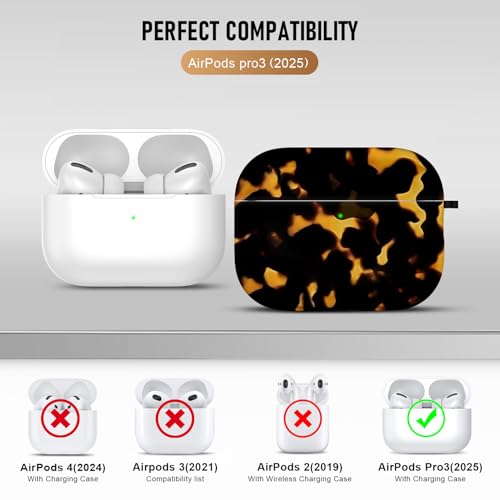Image of Compatible Airpods Pro 3 Case (2025),Soft Cute Marble Print Silicone Protective Cases for Apple AirPods Pro 3rd Generation Case,Airpod Pro 3 Cover with Keychain&Cleaner Kit for Women /Girls,Marble