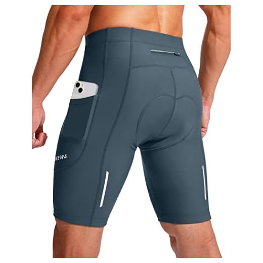 Men's Bike Shorts 3D Padded Cycling Road Biking Underwear Mountain Riding Biker Bicycle UPF 50+ Cycle Shorts Zipper Pockets(Blue Grey,M)