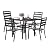 VINGLI 5-Piece Outdoor Dining Set, Metal Patio Dining Set for 4, Square Dining Table with Umbrella Hole & 4 Patio Chairs for Porch, Balcony and Backyard