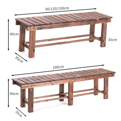 Banc en bois d'extérieur résistant intempéries grand format
